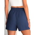 thumbnail image 5 of HKYNLAG Shorts for Women Dressy Casual Elastic High Waisted Ruffle Comfy Lightweight Summer Shorts for Beach Vacation Dark Blue 2XL, 5 of 6