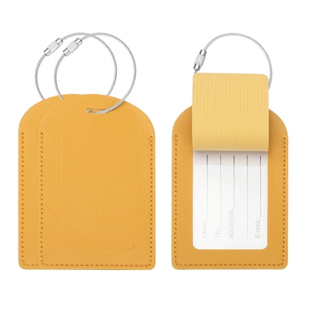 Luggage Tags, Yellow Airplane Essentials with Metal Cable, 3 Pcs
