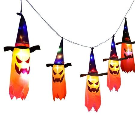 

SHENGXINY LED Witch Hat Halloween Decorations Ghost String Lights DIY Pendant Horror Lamp