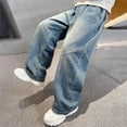 thumbnail image 2 of Black Jeans for Boys Skinny Teen Boys Straight Leg Jeans Casual Loose Fit Blue Zipper Fly Baggy Denim Pants with Pockets, 2 of 9