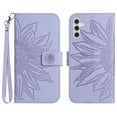 thumbnail image 2 of Feishell Slim Wallet Case for Samsung Galaxy A16 5G,for Men Women,Sunflower Embossed Pattern PU Leather Flip Cover Magnetic Closure Card Slots Stand Phone Case with Hand Strap,Lightpurple, 2 of 12