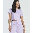 thumbnail image 3 of Real Essentials 2 Pack: Women's Ribbed Knit Cropped Short Sleeve Top with Jogger Sweatpants Lounge Set Sleep, 3 of 6