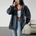 thumbnail image 3 of Abrigo Sudadera básica para mujer Estilo casual Sudadera con capucha con bolsillos Traje diario Ygjytge Gris S para Mujer, 3 of 8