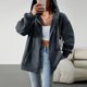 thumbnail image 2 of Sudadera básica para mujer ajuste holgado color sólido manga larga cremallera ropa de calle traje Hugtrwg Para estrenar, 2 of 9