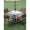 thumbnail image 4 of Outdoor Tablecloth with Umbrella Hole for Patio/Picnic/Party/Camping, Coastal Starfish Waterproof Table Cloth Square Cover Washable, Ocean Weeping Coral Beach Conch (60"x 60"), 4 of 9