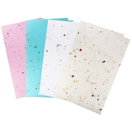 Free Gift Wrap - 17.5 x 30 Inches Gift Wrapping Paper Sheets - 8-Pack Tree-Free Handmade Pressed Flower Wrapping Paper Set, Paper Sheet for Birthday, Wedding, Baby Shower, All Occasion, 4 Colors, 1.46 x 2.5 Feet