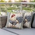 thumbnail image 4 of Blue Retro Rooster Pillow Covers 2 Pack Farmhouse Chicken Vintage Rustic Country Pillowcase Waterproof Outdoor Throw Pillow Cover for Patio Garden Square Cushion 26”x26”, 4 of 9