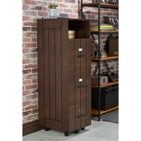 Furniture of America Thelo Industrial Filing Cabinet in Vintage Walnut