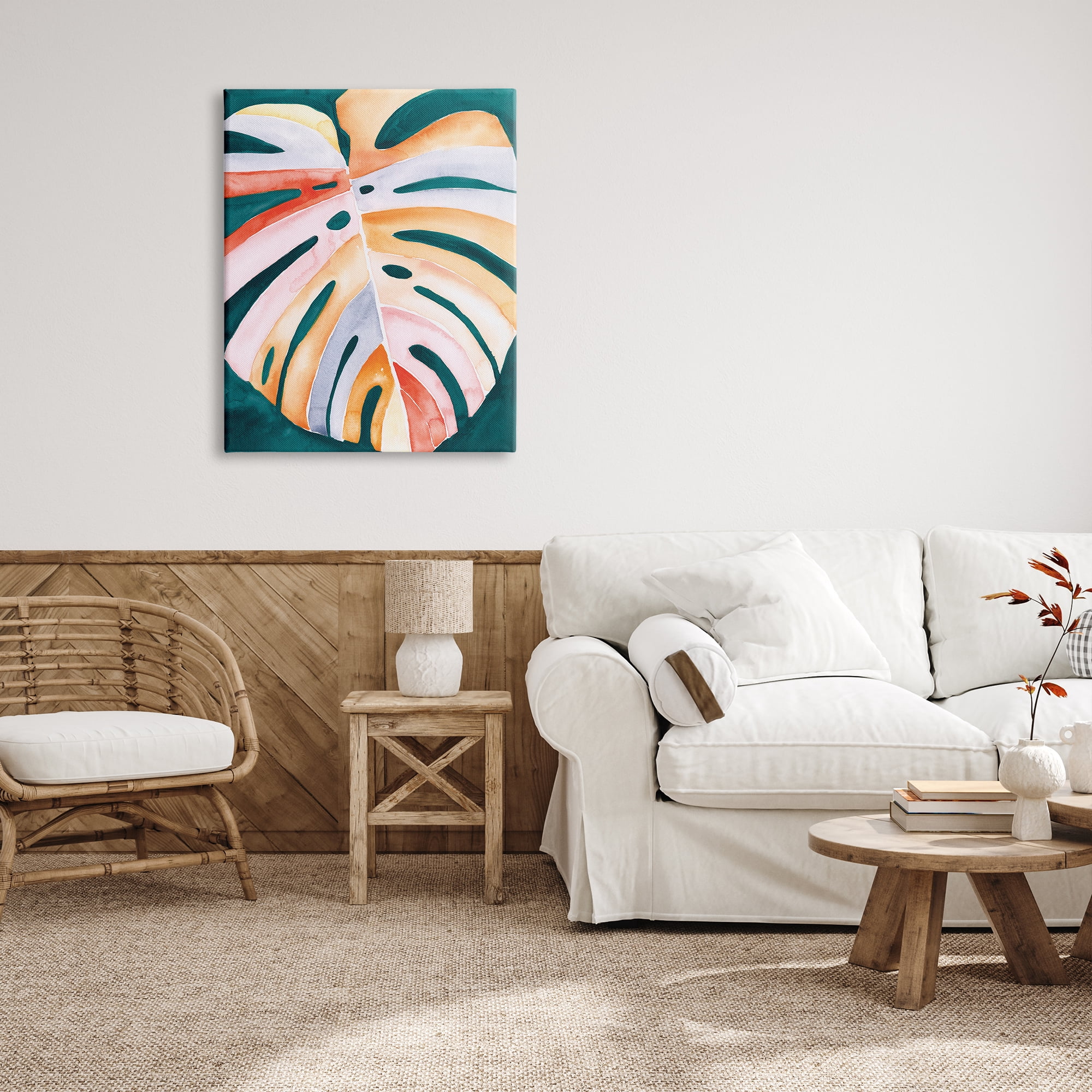 Stupell Industries Tropical Monstera Leaf Botanical & Floral Painting Gallery Wrapped Canvas Print Wall Art, 30 x 40