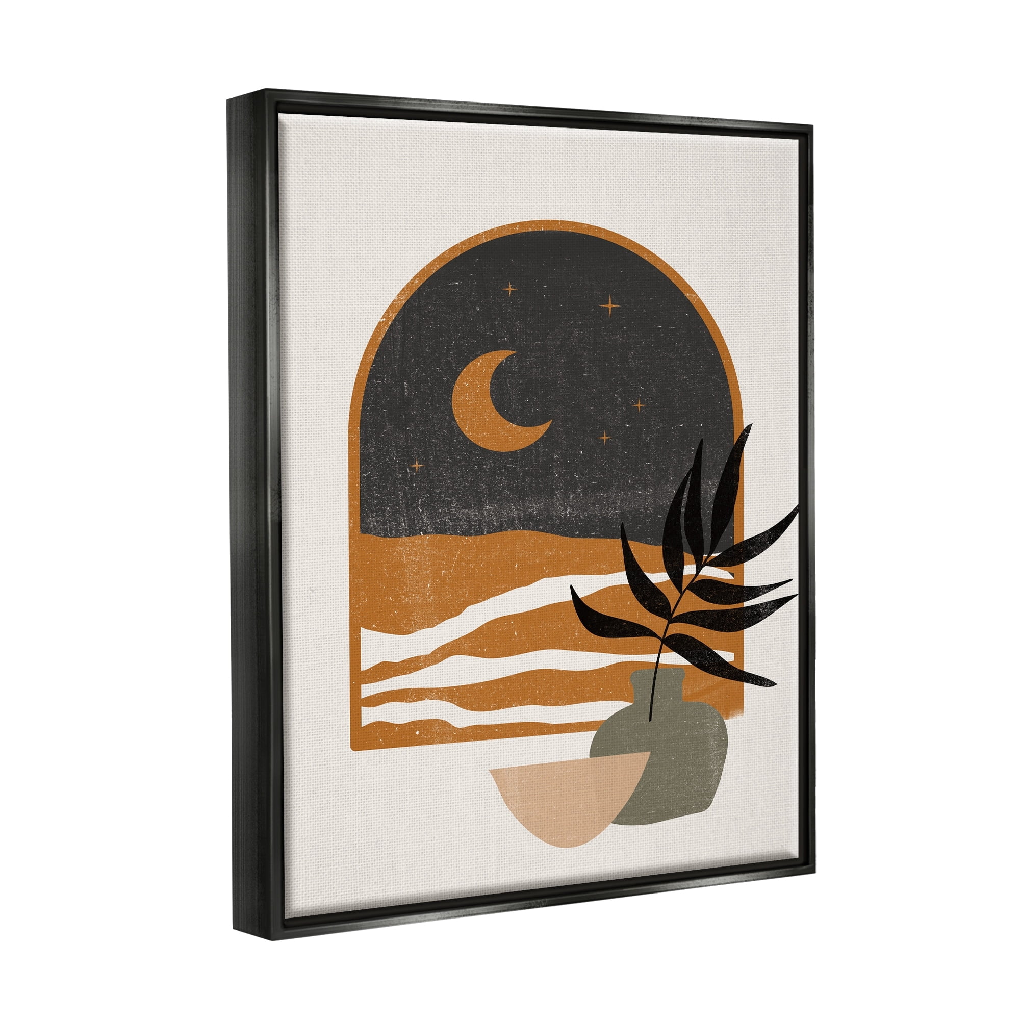 Stupell Industries Lovely Night Sky Desert Moon Scene Through Window Graphic Art Jet Black Floating Framed Canvas Print Wall Art, Design by JJ Design House LLC