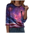 thumbnail image 4 of vigerkar 250 Anniversary USA 3/4 Sleeve Shirt for Women 250th Patriotic Shirts Casual American Flag and Stars Print Shirt (Purple, M), 4 of 8