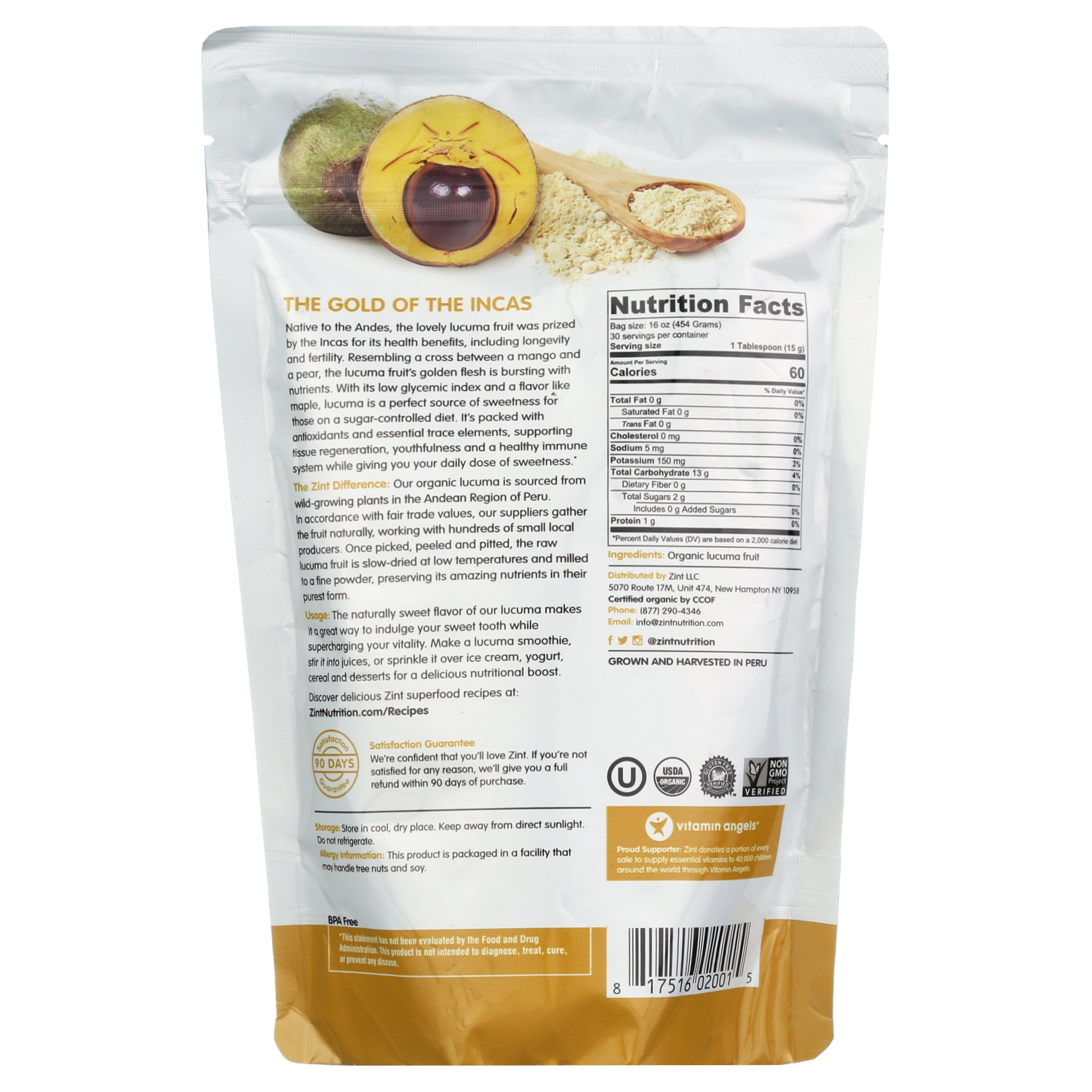 Zint Lucuma Organic Powder Sweet flavor with Low Glycemic Index, 16 Oz
