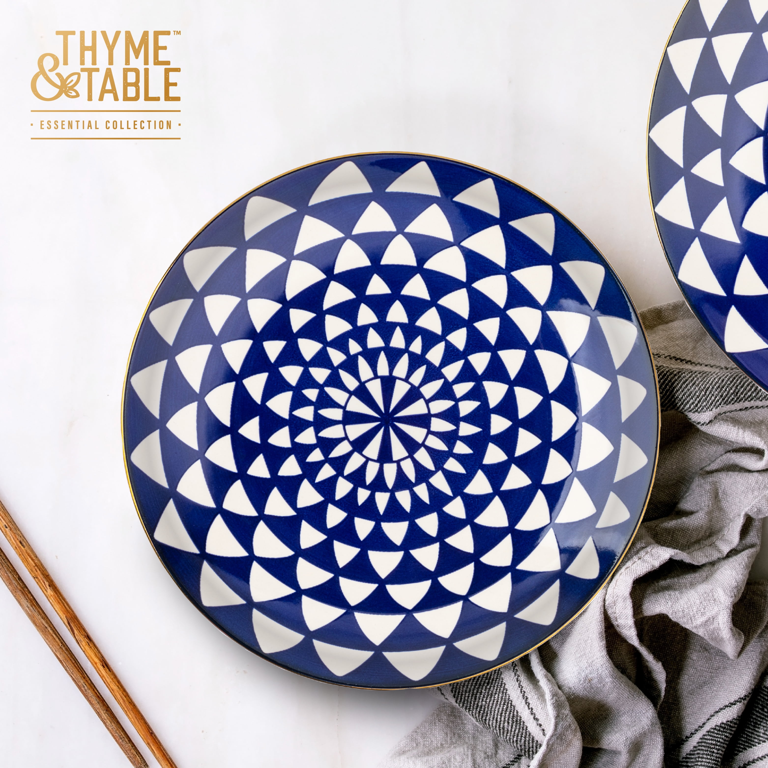 Thyme & Table Dinnerware Blue Medallion Stoneware Round Salad Plate