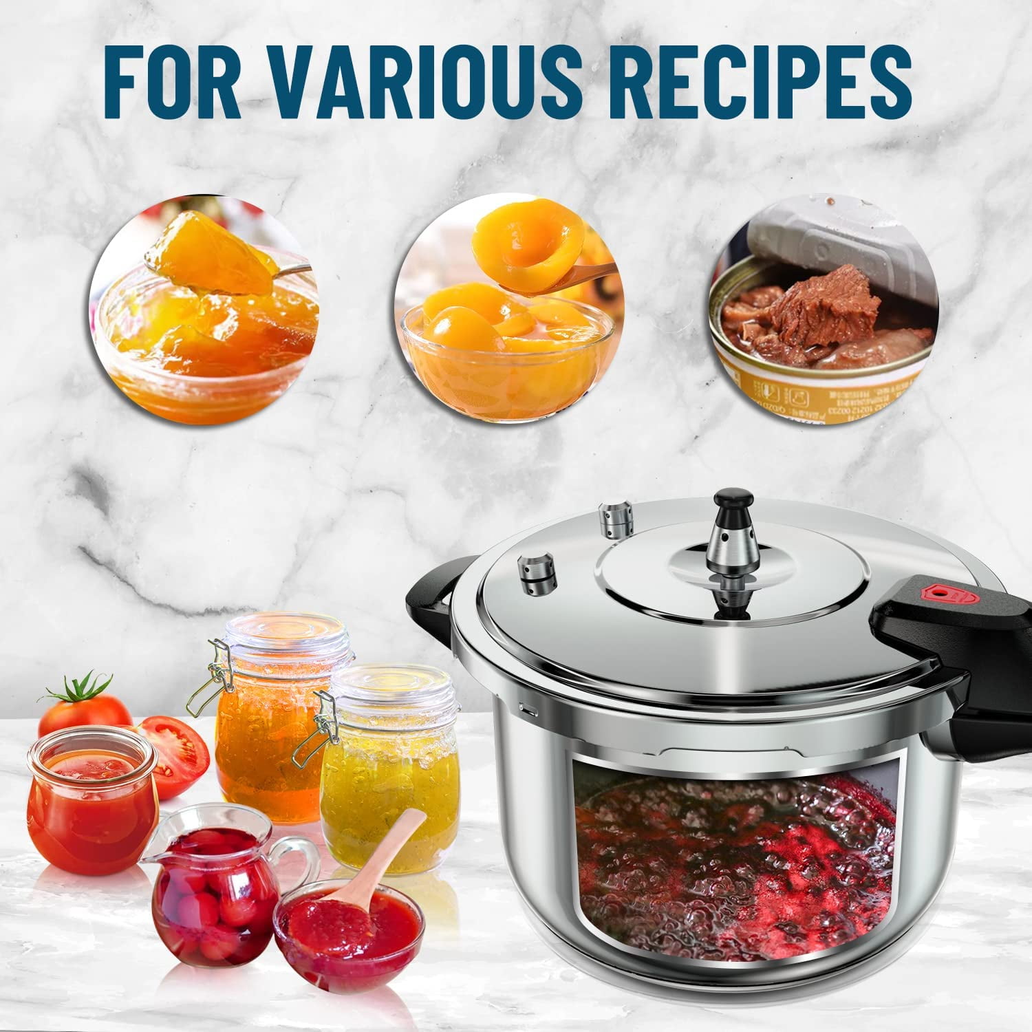 WantJoin Stainless Steel Pressure Cooker(Non-Aluminum),8 Quart Induction Compatible Pressure Cooker with Spring Valve Safeguard Devices,Compatible with Gas & Induction Cooker