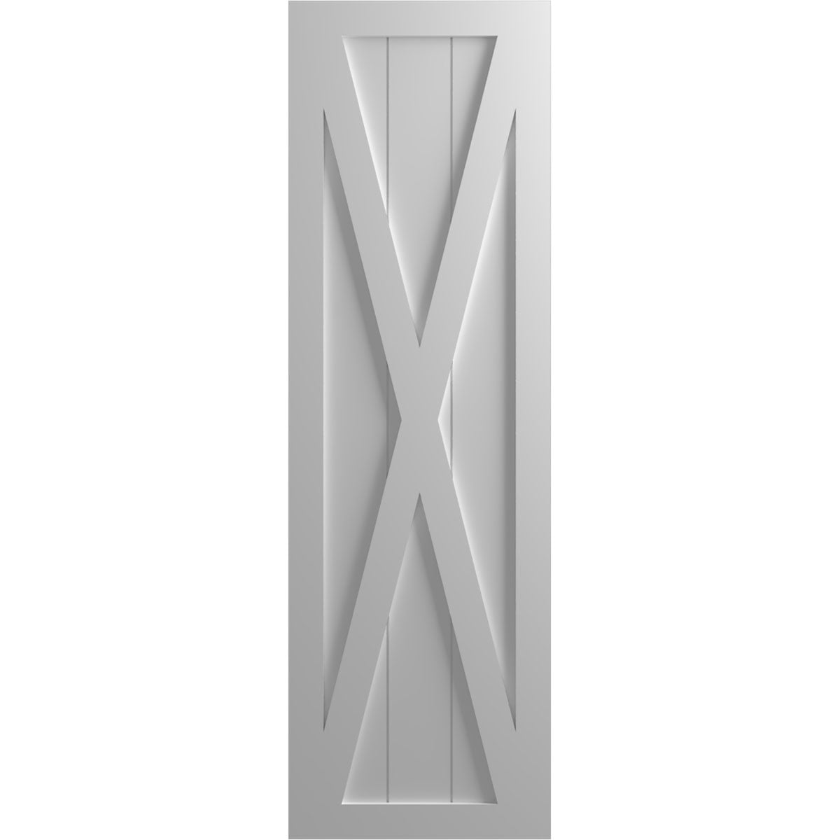 Ekena Millwork 15"W x 44"H True Fit PVC Single X-Board Farmhouse Fixed Mount Shutters, Primed (Per Pair - Hardware Not Included)