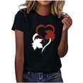 thumbnail image 2 of HOMBOM Womens T Shirts Graphic Tees Summer Maple Leaf Print Short Sleeve Black Soft Crew Neck Tops for Ladies, 2 of 5