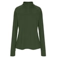 thumbnail image 5 of Women's Long Sleeve Quarter Zip Athletic Tops - Lightweight Moisture Wicking Workout Shirts, Slim Fit Running Gym Pullover with Thumbholes Army Green L, 5 of 8
