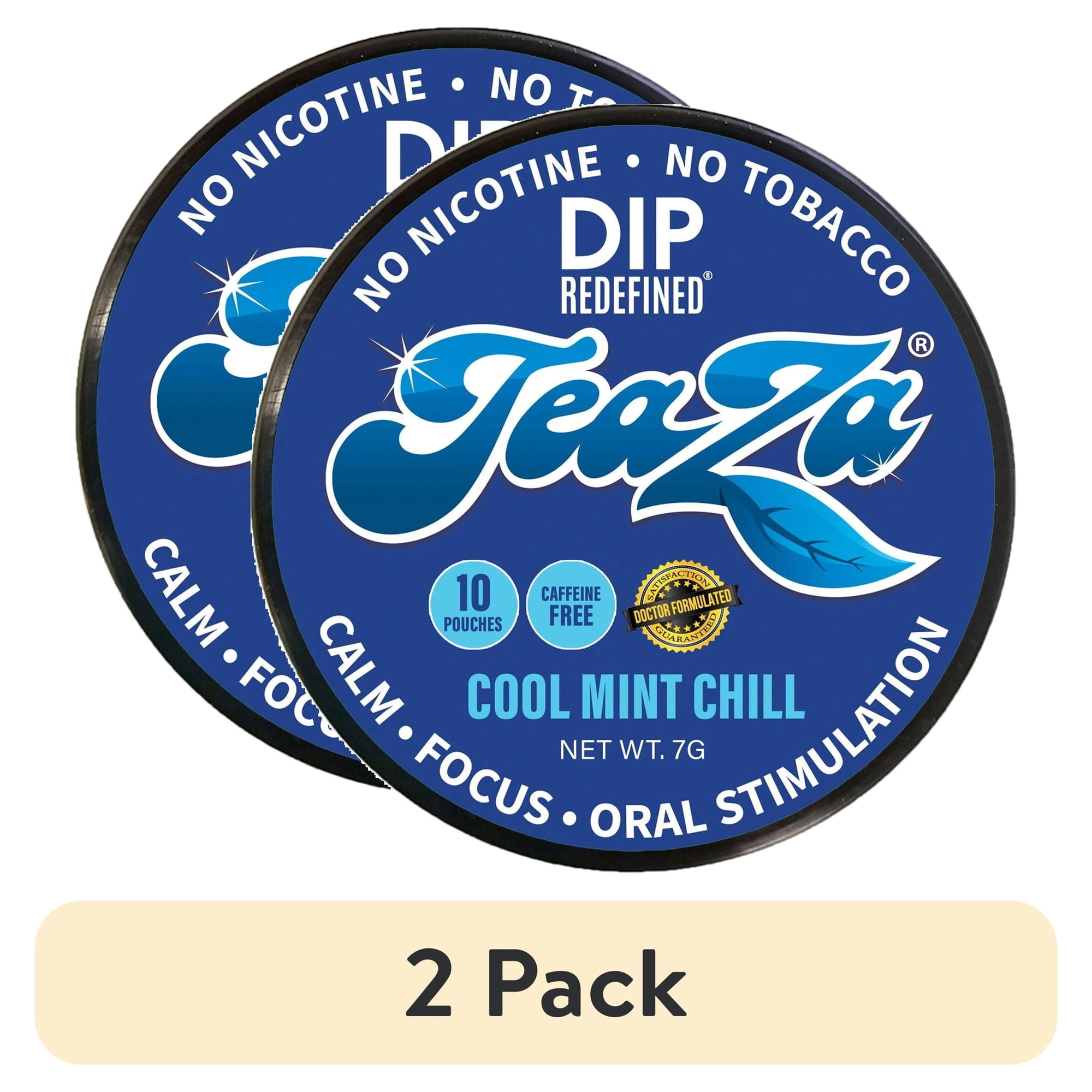 (2 pack) Teaza Herbal Energy Pouches Cool Mint Chill, Made From Tea, 1 Can, 10 Pouches