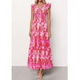 thumbnail image 6 of PRETTYGARDEN Women's Boho Floral Maxi Dress Summer Smocked V Neck Ruffle Sleeve Spring Flowy Beach Vacation Sundresses, 6 of 6