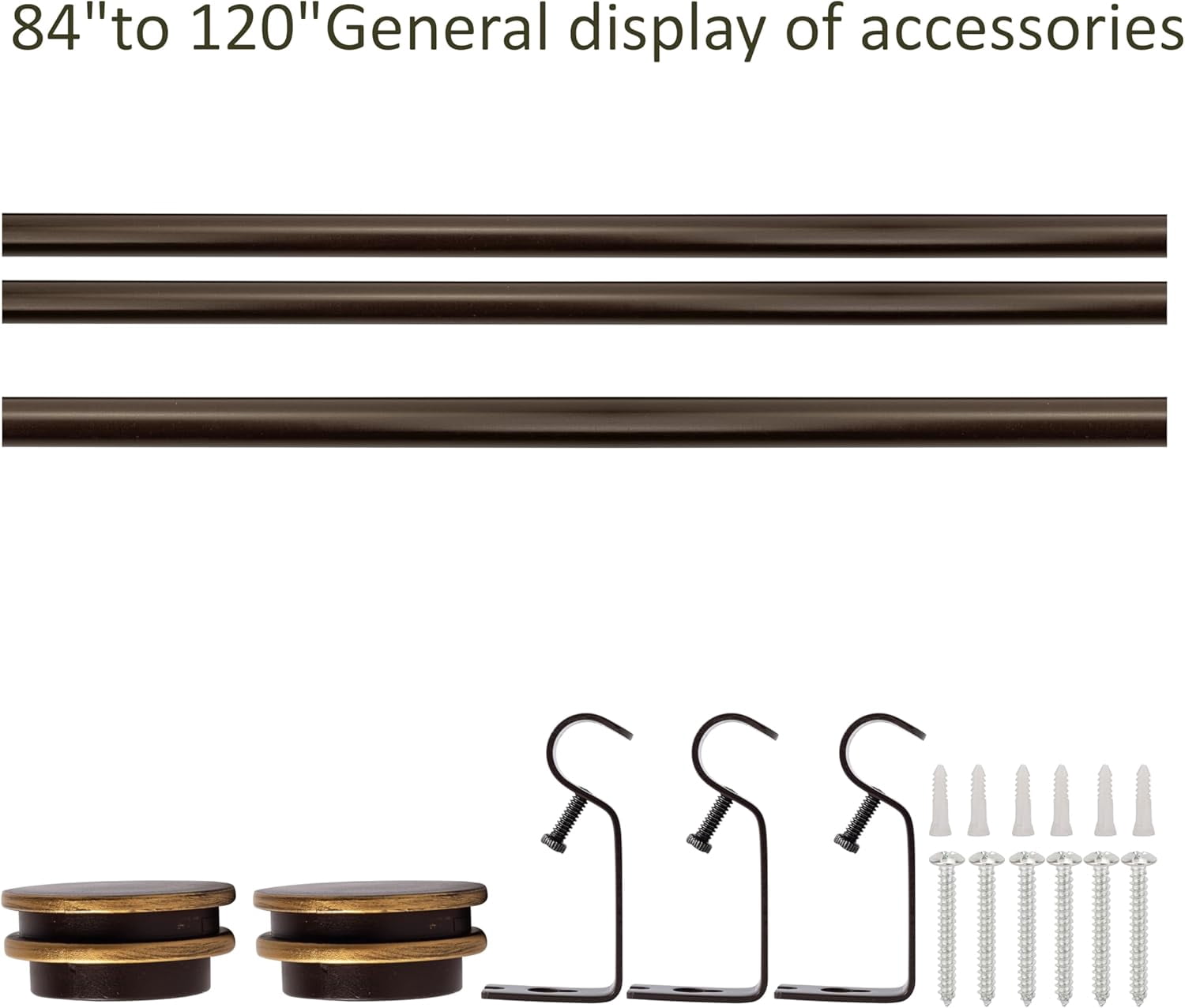 eTeckram 5/8" Single Curtain Rod with Nerveux Finials,Bronze Gold,84‘’-120‘’