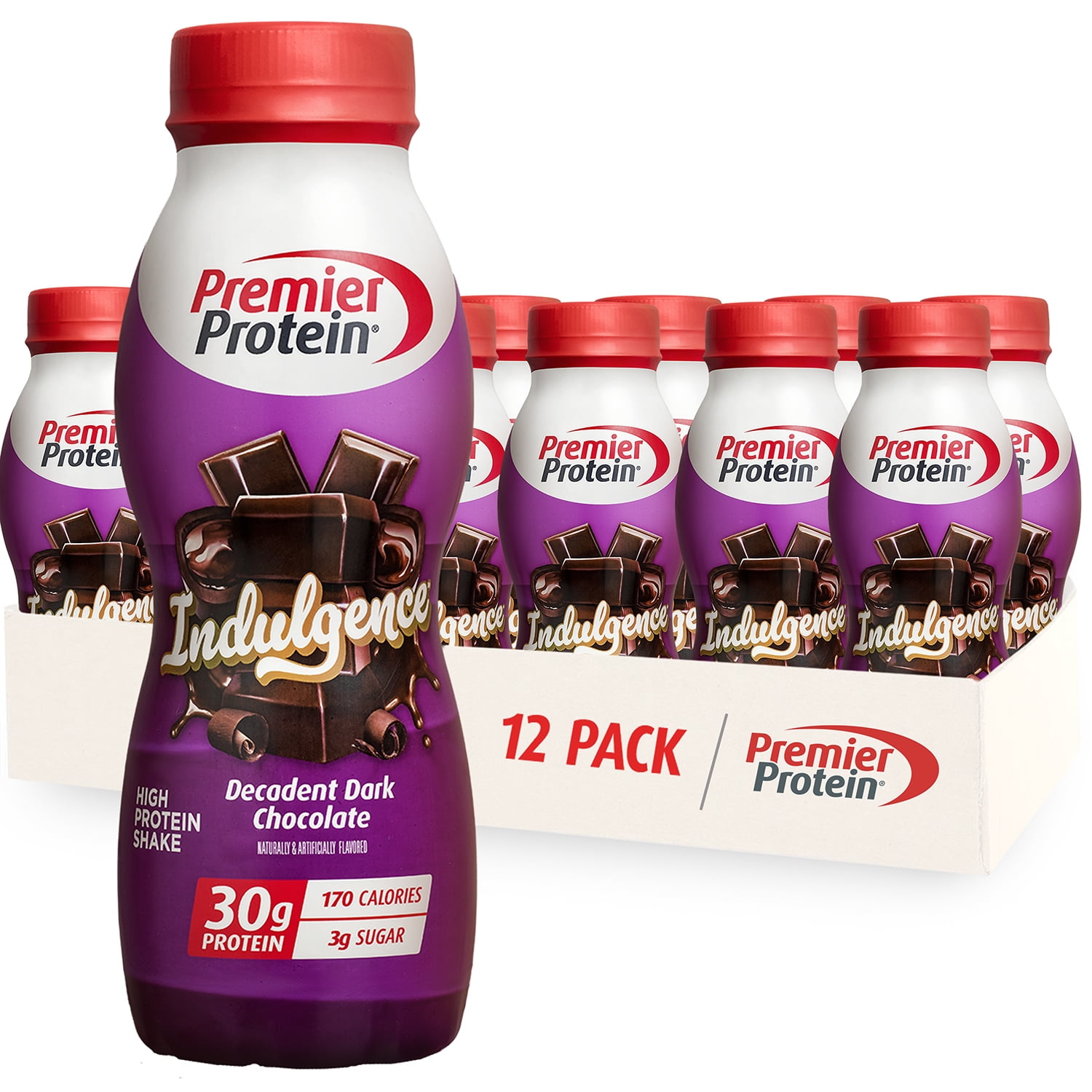 Premier Protein Indulgence Shake, Decadent Dark Chocolate, 30g Protein, 11.5 Fl Oz, 12 Ct