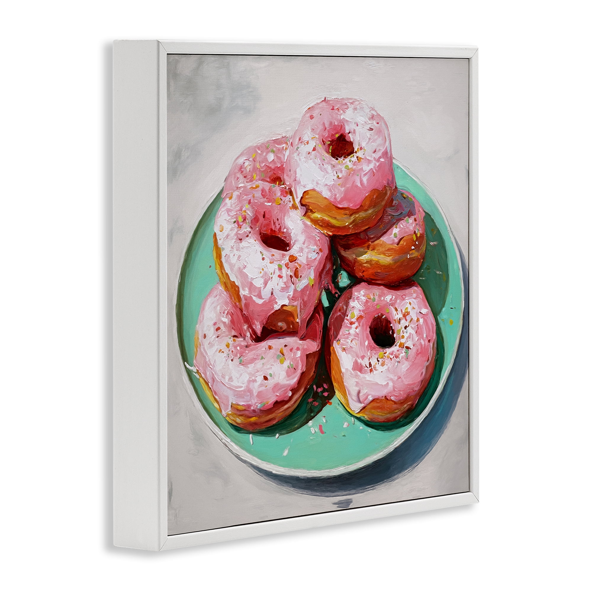Stupell Industries Pink Frosted Donuts White Framed Giclee Art, design by Tina LeCour