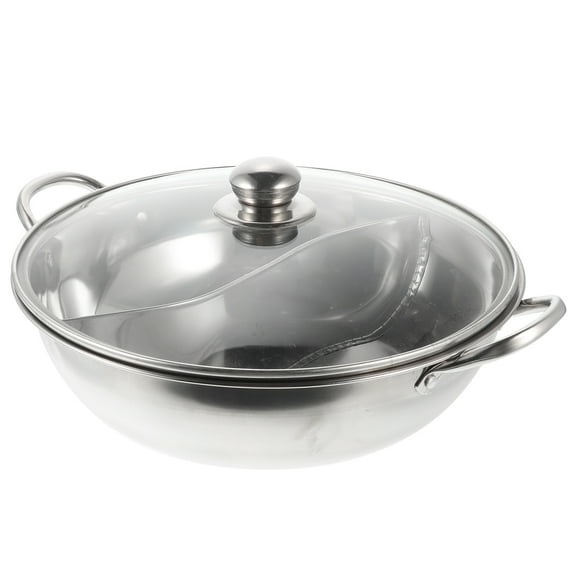 MEIBUTYUP Stainless Steel Divided Hot Pot with Nonstick Coating and Even Heating, Ideal for Family and Home Cooking