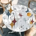 thumbnail image 2 of Blue Red Diamond Round Tablecloth, Fitted Table Cover with Elastic for 55"-60" Round Tables, Modern Geometric Middle Century Table Cloth Outdoor Indoor Dinning Party Waterproof Tablecloths, 2 of 7