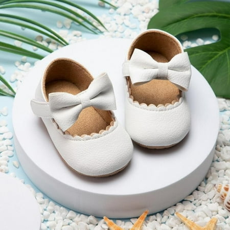 

MEROTABLE Infant Baby Girls First Walkers Shoes Mary Jane Flats Anti-Slip Rubber Sole Toddler Bowknot Princess Dress Shoes Crib Shoes