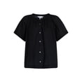 thumbnail image 6 of Time and Tru Women's Cotton Button Up Blouse with Short Sleeves, Sizes XS-XXXL, 6 of 6
