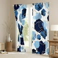 thumbnail image 3 of Geometry Hexagon Curtains & Drapes Navy Blue Curtains, Watercolor Honeycomb 30%-50% Blackout Curtains Abstract Tie Dye Living Room Curtains, Luxury Gold Hexagon Window Curtains, 3 of 6