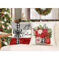 thumbnail image 4 of Christmas Pillow Covers 16x16 Set of 4 Farmhouse Xmas Decorations Farm Trees Floral Mason Jar Winter Holiday Decor Throw Cushion Case for Home Couch S23C22-16, 4 of 4