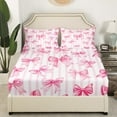 thumbnail image 3 of Erosebridal Pink Bowknot Bed Sheets Twin, Geometric Stripe Bedding Twin Size, Bow-Tie Room Decor, 3pcs (Top Sheet, Fitted Sheet, Pillowcase), 3 of 6