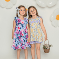 thumbnail image 3 of Millie Loves Lily Girls Periwinkle Rose Angel-Sleeve Dress & Purple Dot Shorts Set, Size (3T-12 & Plus Sizes), 3 of 6