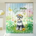 thumbnail image 3 of Schnauzer Hello Spring Time Flower Floral Nature Shower Curtain Miniature Schnauzer Dog Lover Waterproof Bathroom Bathtub Curtain - 02031, 3 of 5