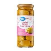 Great Value Stuffed Garlic Green Olives, 7oz Jar
