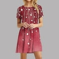 thumbnail image 1 of Offre à Durée Limitée Iumwxz Robes à Col Rond à Manches Courtes pour Femmes Tendance Ligne A Décontractée Plissée Robe Courte Robe à Motif Floral Robes Longues pour Femmes Robes Confortables pour Cadeaux des Fêtes, 1 of 7