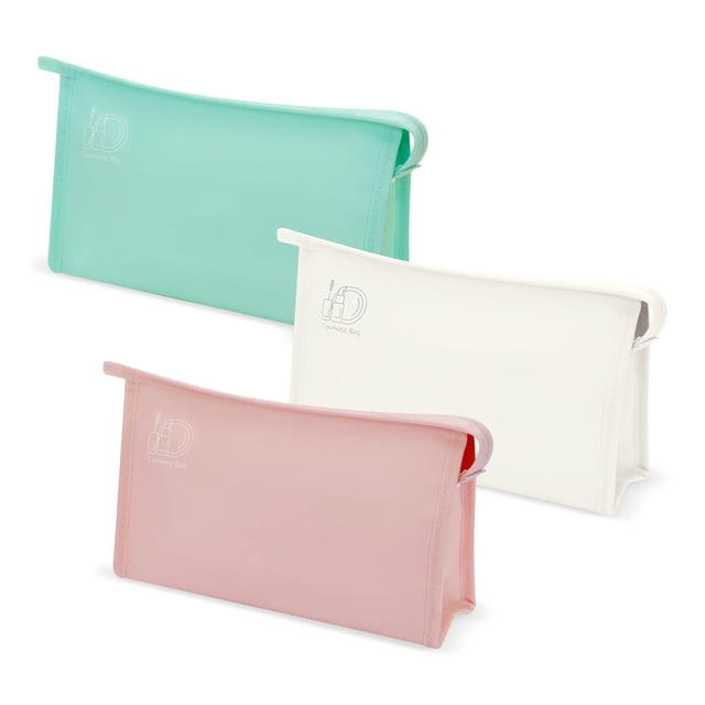 Paquete 100 piezas Cosmetiquera resistente al agua de PVC rosa 23 x 15 x 8
