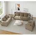 thumbnail image 5 of Aukfa 3 Piece Sofa Set - 99" Oversized 3 Seat Couch with Cup Holders&Pillows, Chenille, Khaki, 5 of 9