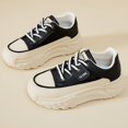 thumbnail image 5 of AUDeals Women’s Leather Platform Sneakers Thick Soled Chunky Lace Up Breathable Casual Trainers Non Slip Walking Dad Shoes (Black, 6), 5 of 7