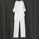 thumbnail image 2 of Conjuntos de 2 piezas para mujer: conjunto de blusa ancha y pantalones elásticos, camisa informal con cuello en V y pantalones para llevar en la calle o en la playa, poliéster, corte holgado, talla, 2 of 4
