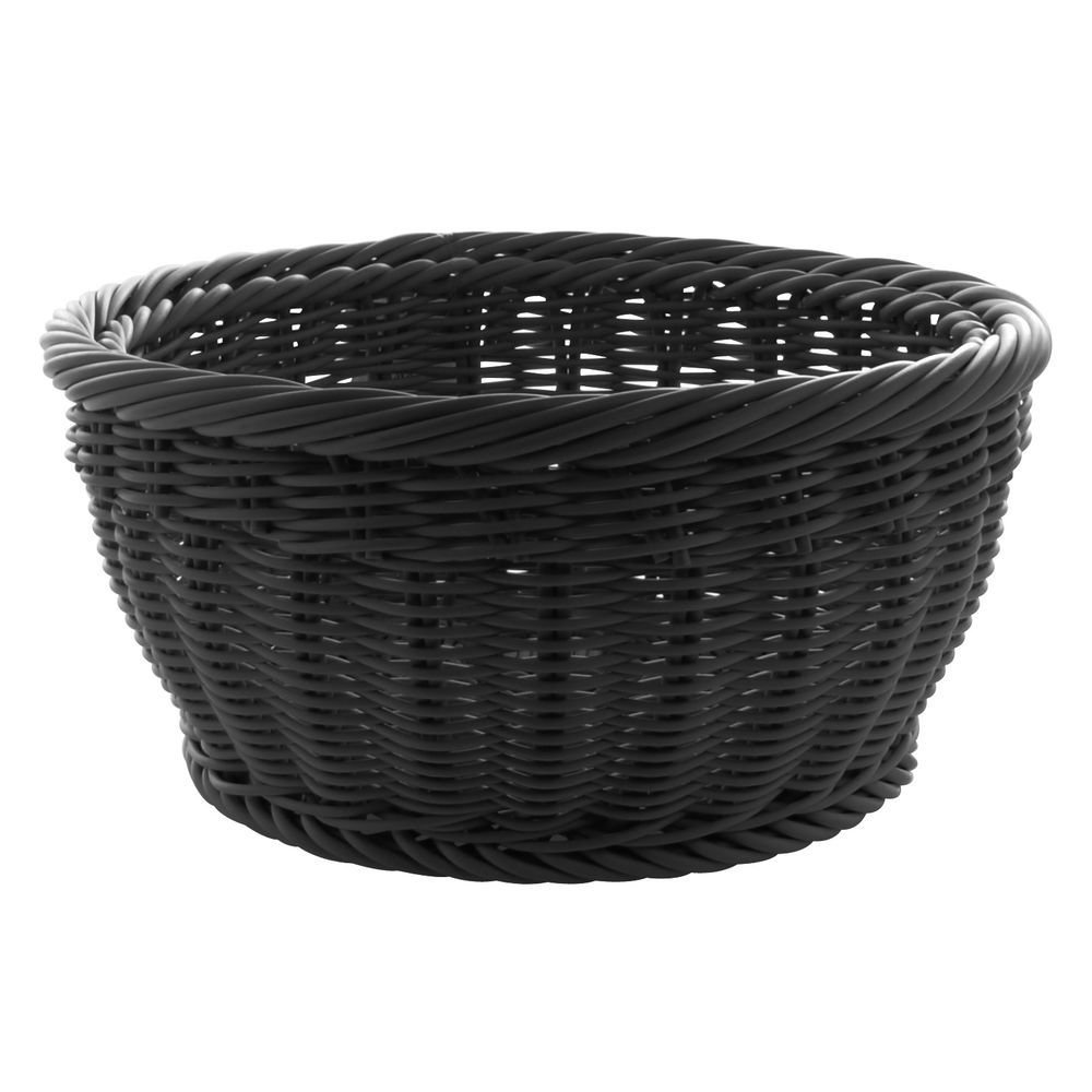 HUBERT Round Black Plastic Basket 13 3/8 Dia x 6 1/4 H