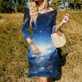 thumbnail image 3 of Mystic Night Sky with Fish And Stars-1 Women's Fall Dresses Casual Loose Flowy Swing Shift Dress, 3 of 9