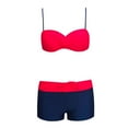 thumbnail image 3 of KaLI_store Two Piece Swimsuit for Women Womens Tankini Swimsuits Two Piece Tummy Control Bathing Suits with Shorts Modest Tank Tops Red,XXL, 3 of 5