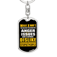 thumbnail image 5 of Police Dislike For Stupid People Stainless Steel or 18k Gold Premium Swivel Dog Tag Keychain, 5 of 10