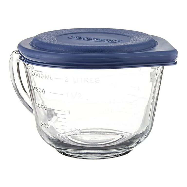 Anchor Hocking Batter Bowl, 2 Quart Glass Mixing Bowl with Blue Lid
