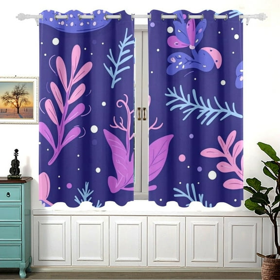 Fantasy Color Leaves 2 Panels 54x55 Inch Blackout Curtains Thermal Insulated for Living Room Bedroom
