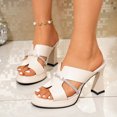thumbnail image 5 of Women’s Platform Heeled Sandals Open Toe Mule Heels Slip On Chunky High Heel Dress Sandals Summer Wedding Party Dress Shoes, 5 of 6