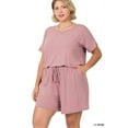thumbnail image 3 of Zenana Women's Short Sleeve Romper with Elastic Waist & Keyhole Back Summer Loungewear, 3 of 5