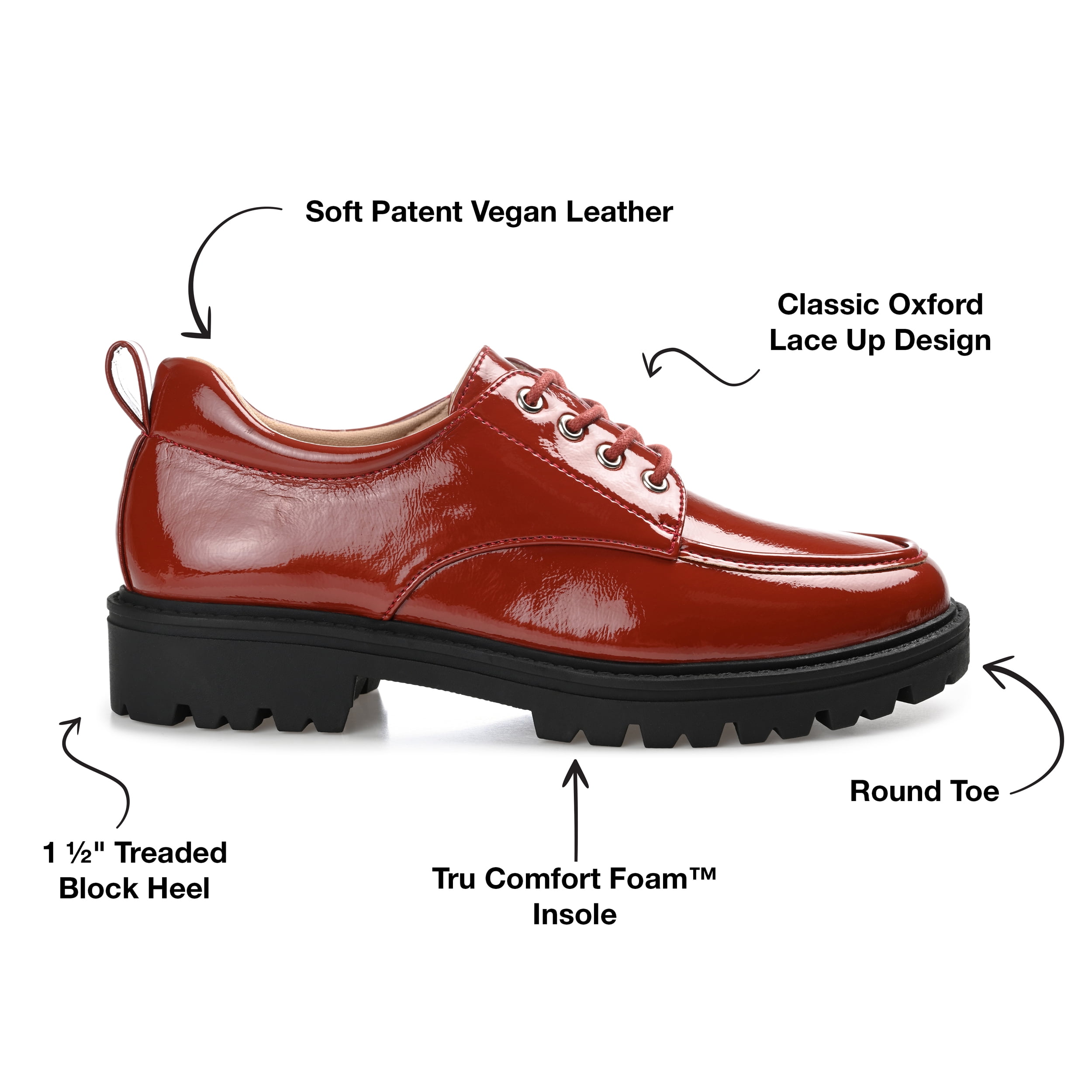 Journee Womens Zina Almond Toe Lace-up Oxford, Widths Available